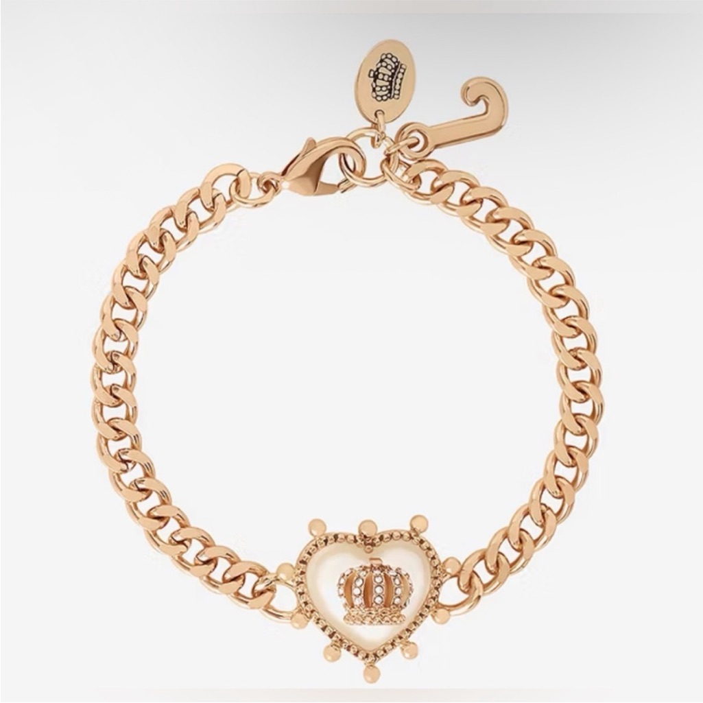 Juicy Couture Rose Gold Heart Crown Chain Bracelet